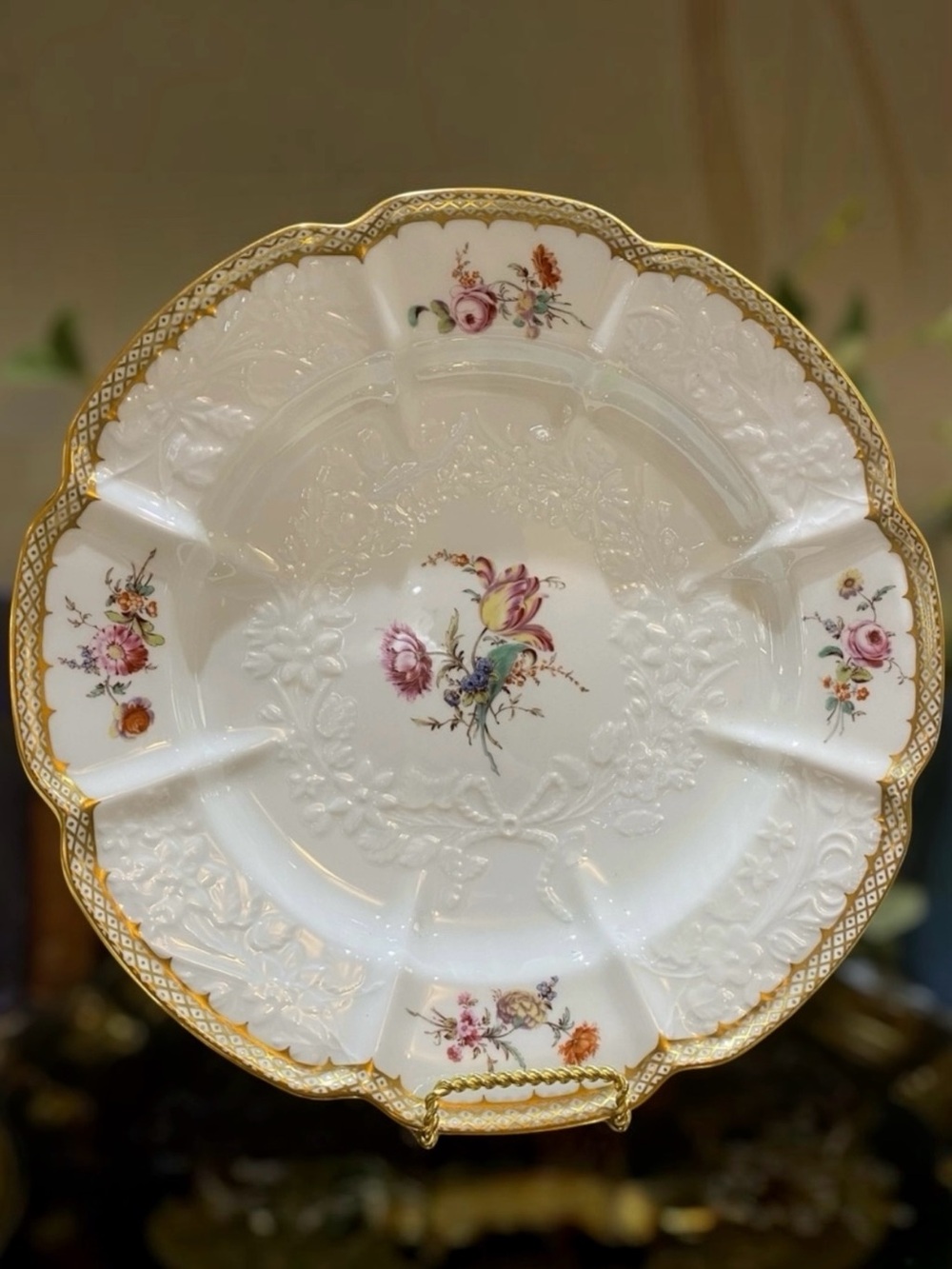 Lenox Mayence Large 12.75” Platter Tray Floral White Vintage